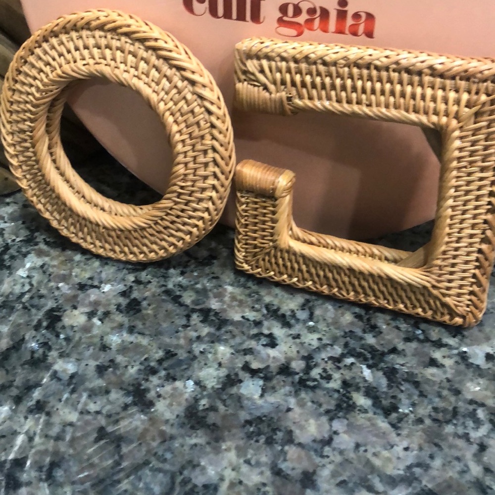 Square & Circle rattan bracelets.